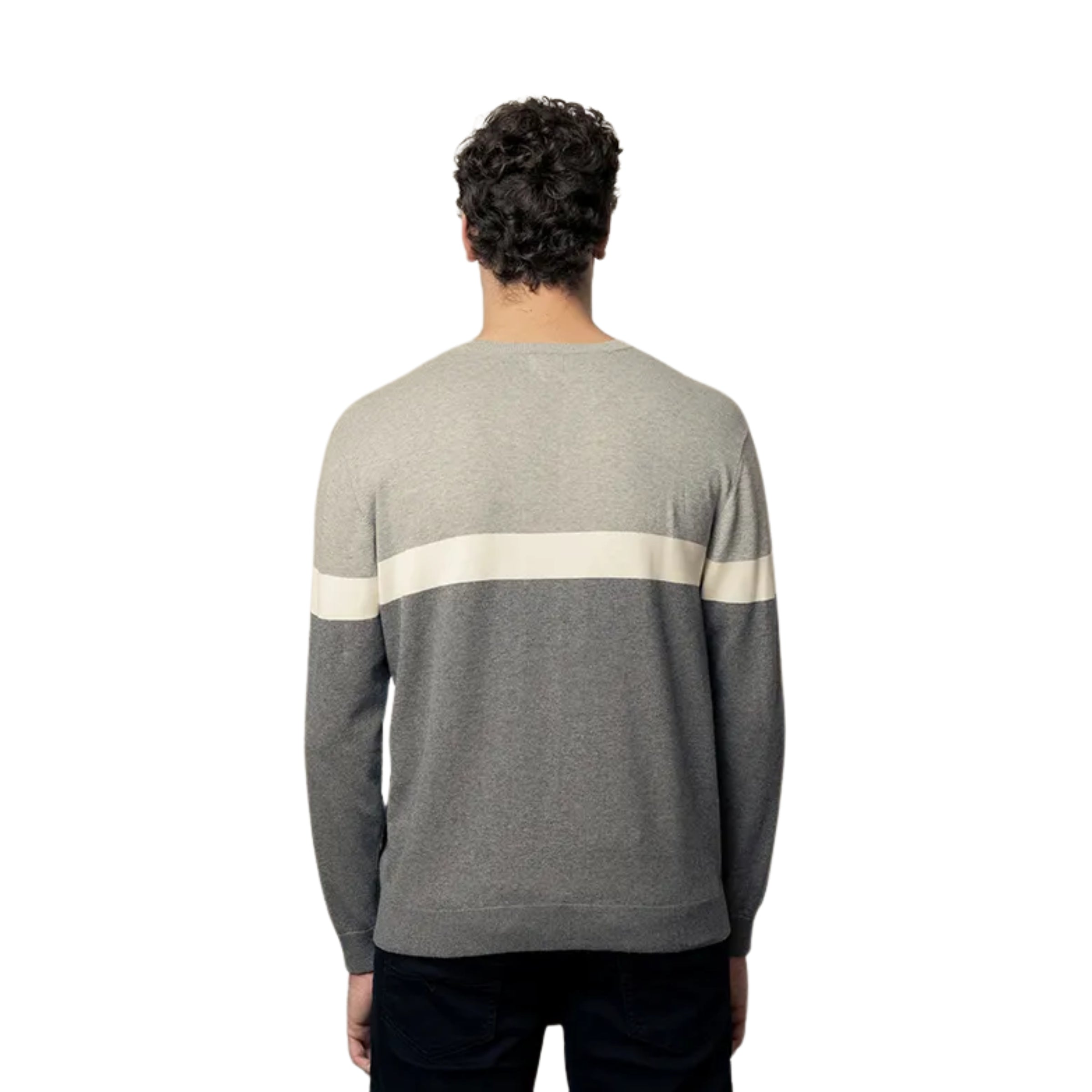 Polo Sweater Colour Block Grey Milange